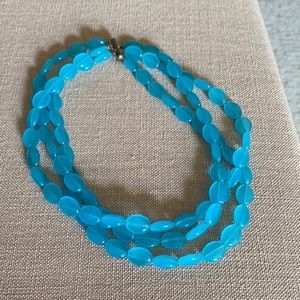 Turquoise Glass beads necklace, 16” long